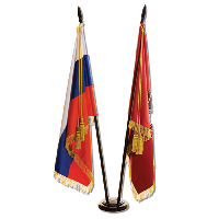 Знамя двухстороннее с бахромой и кистями 100х150см